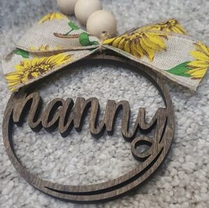 Nanny laser engraved car charm/Christmas ornament